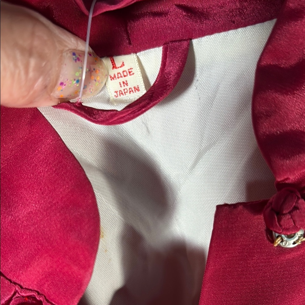Vintage silky Chinese Pink Women's Robe. Frog closure. Small damage inside A2 - Picture 4 of 10